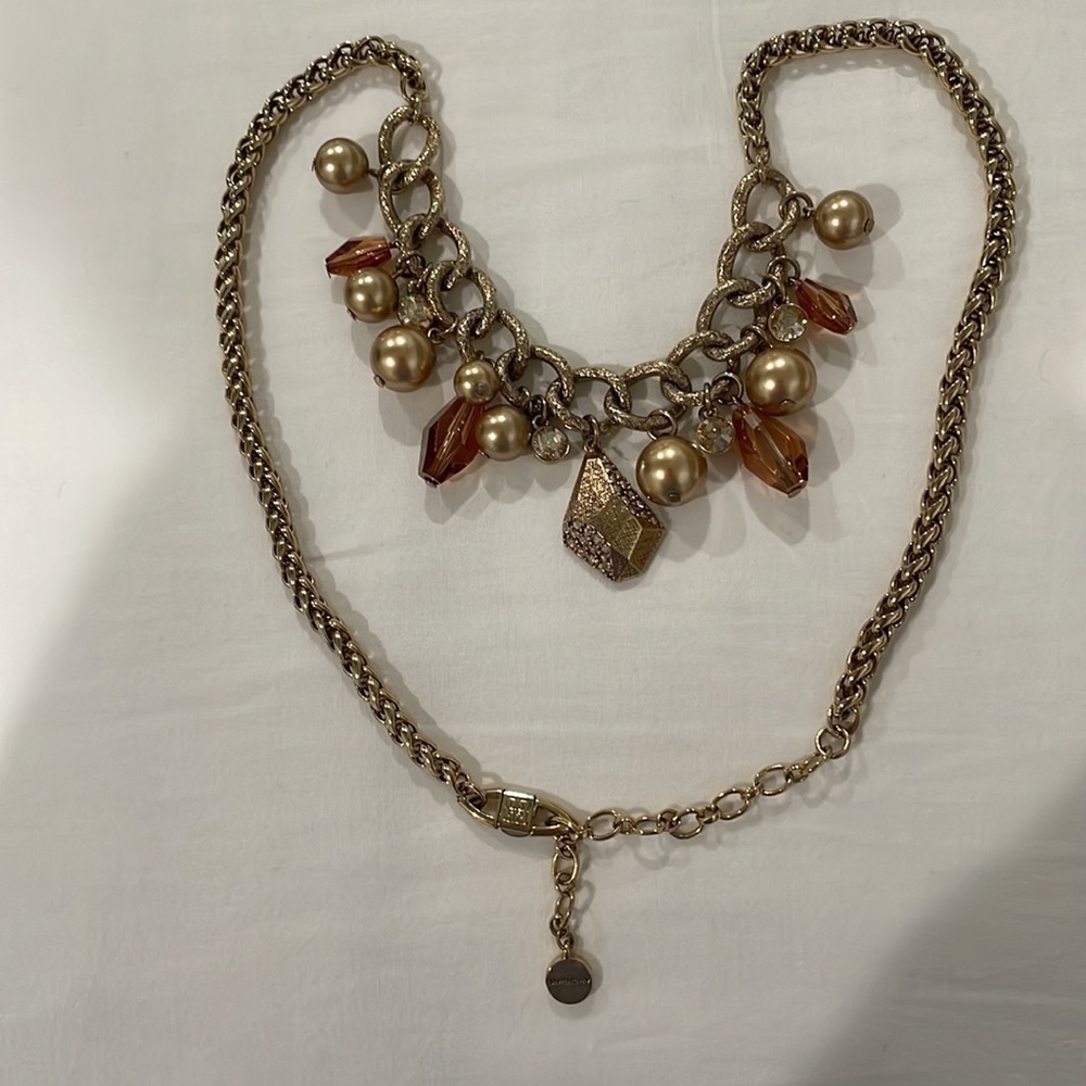Stunning Givenchy Vintage Faux Pearl & Amber Crystals Necklace—Like New!! - Picture 10 of 10
